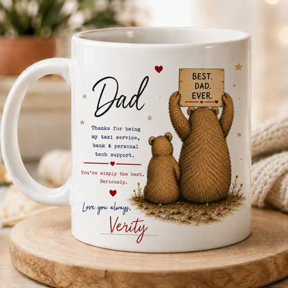 Personalised Cute Father’s Day Card for Dad Daddy – Best Dad Ever Bear