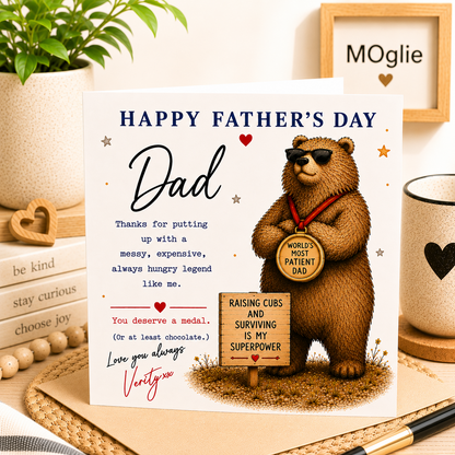 Funny Personalised Father’s Day Card – World’s Most Patient Dad Card