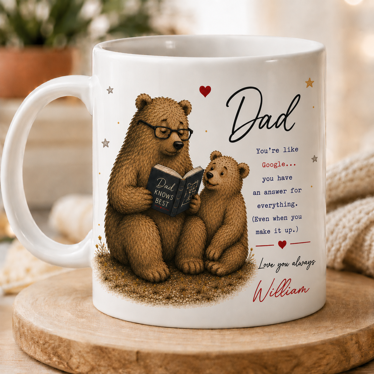 Personalised Funny Father’s Day Card – Dad Knows Best Bear Card