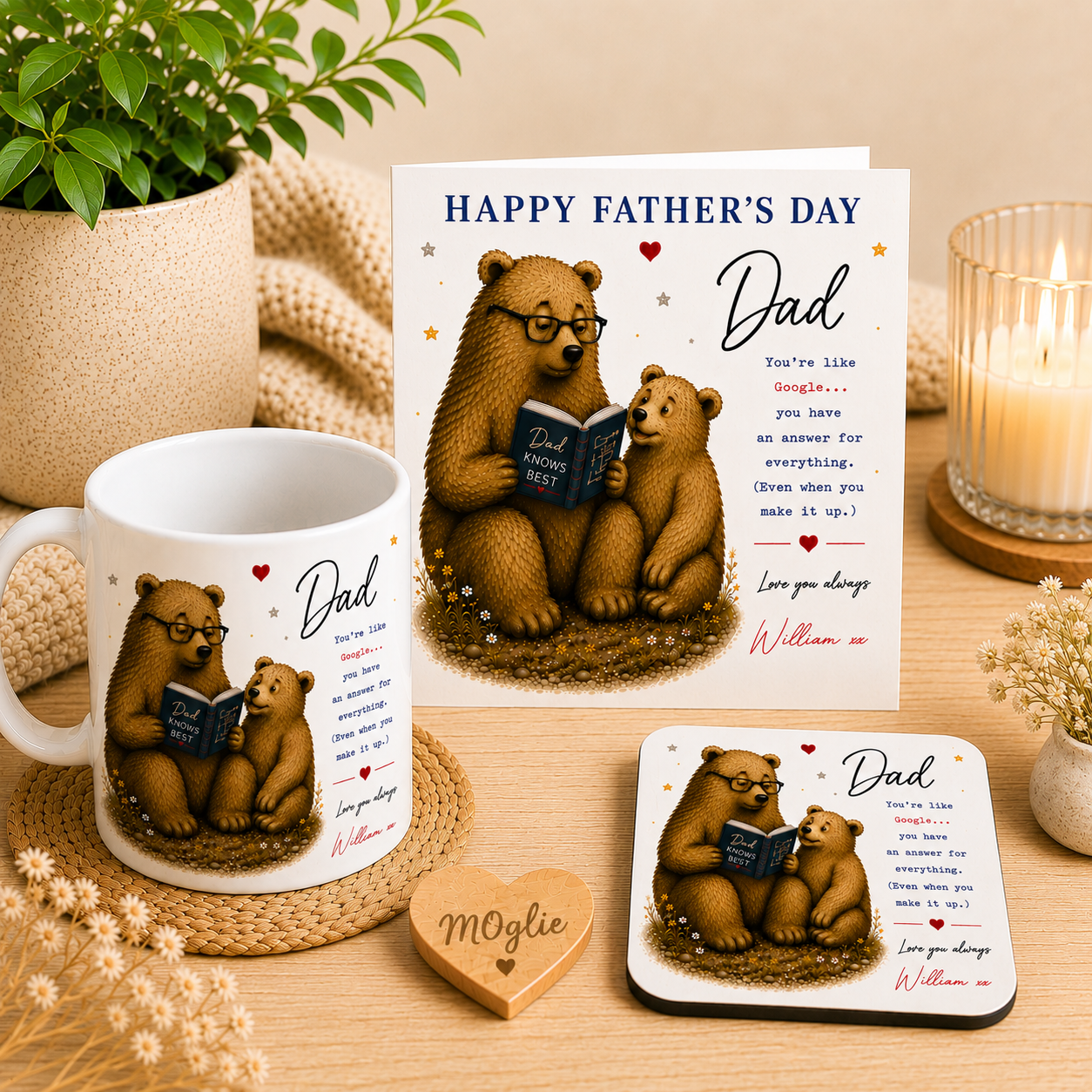 Personalised Funny Father’s Day Card – Dad Knows Best Bear Card