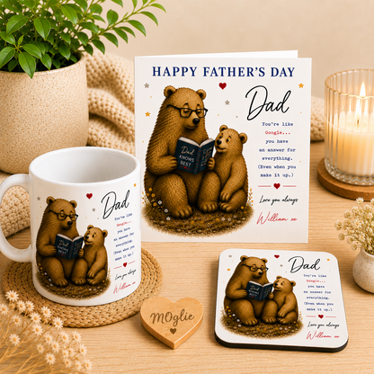 Personalised Funny Father’s Day Card – Dad Knows Best Bear Card