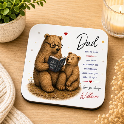 Personalised Funny Father’s Day Card – Dad Knows Best Bear Card