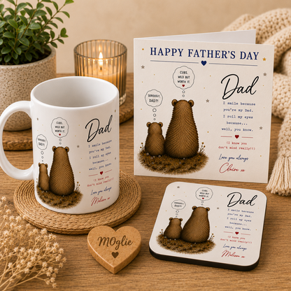 Funny Personalised Father’s Day Card for Dad – Cute Bear Humorous I Roll My Eyes