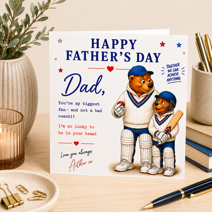 Personalised Father’s Day Card for Dad Daddy – Cricket fan