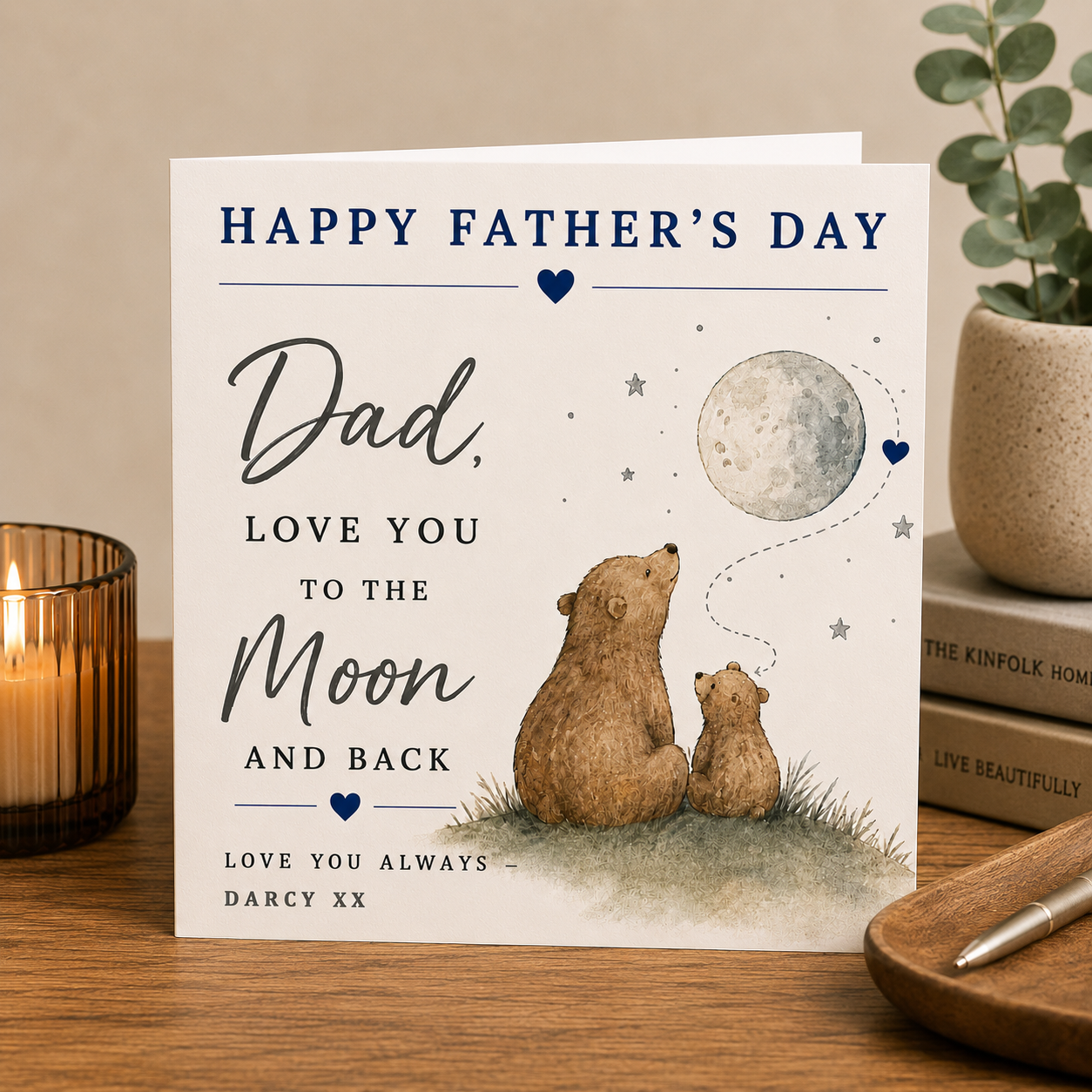 Personalised Daddy Bear Father’s Day Card – Love You to the Moon and Back