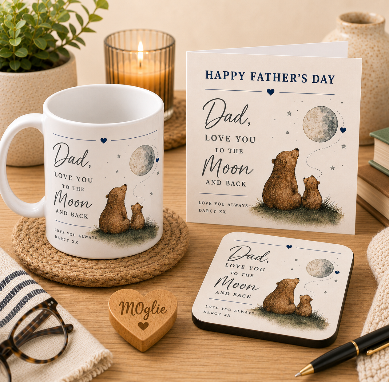 Personalised Daddy Bear Father’s Day Card – Love You to the Moon and Back