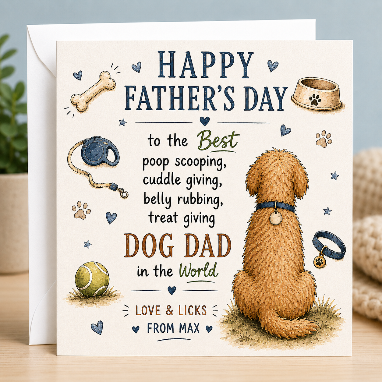 Personalised Dog Dad Father’s Day Card – From The Dog | Best Dog Dad Card