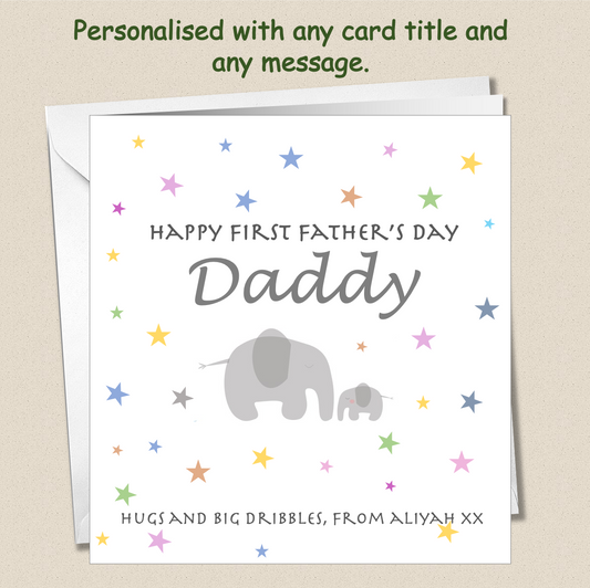 Personalised 1st Father's Day as my Daddy - Elephants and Stars