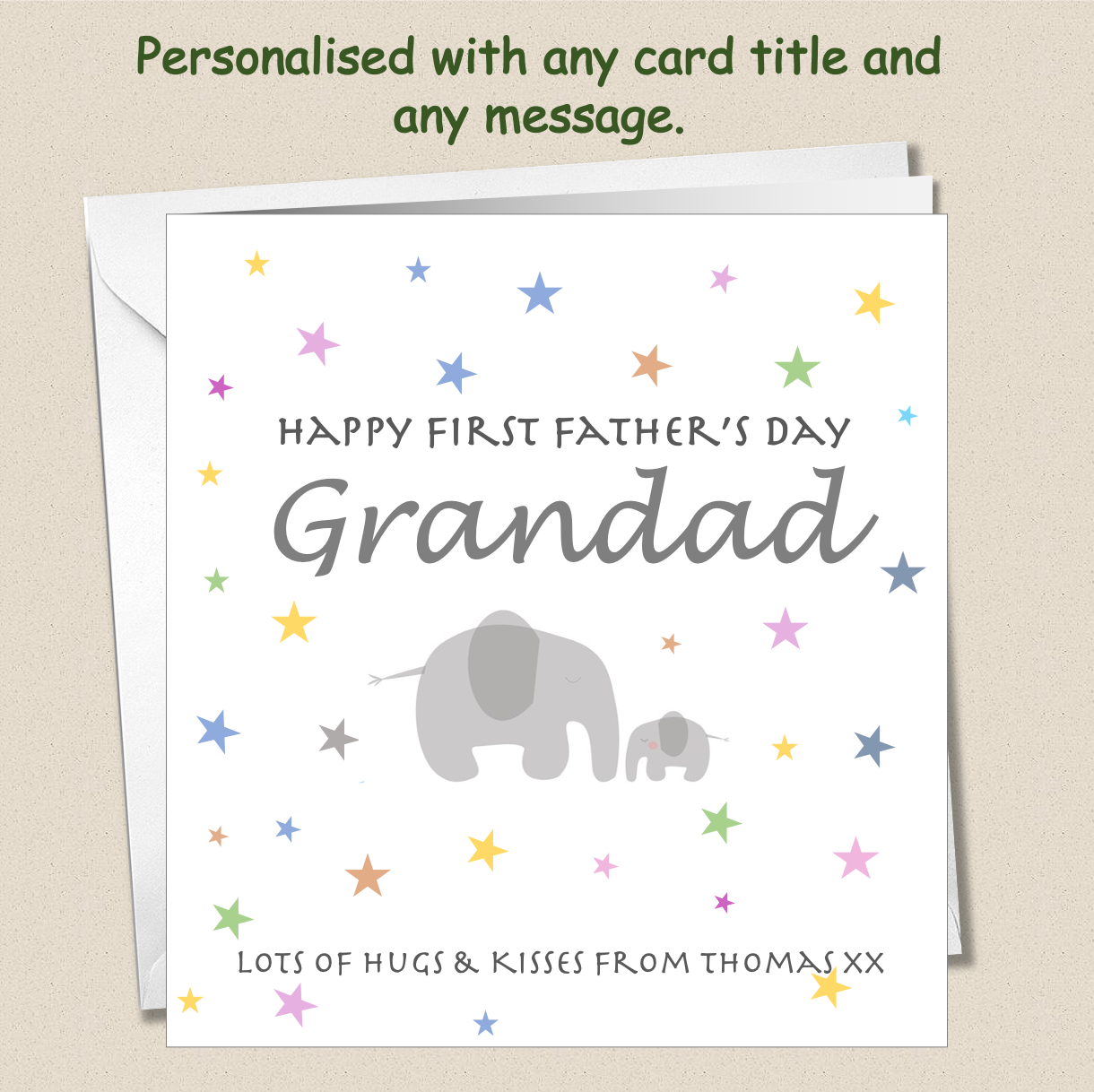 Personalised 1st Father's Day as my Daddy - Elephants and Stars