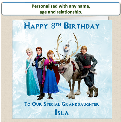 Personalised Frozen Elsa Birthday Card - 4-8 -FRZ1