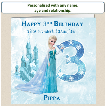 Personalised Frozen Elsa Birthday Card - 1-3 - FRZ2