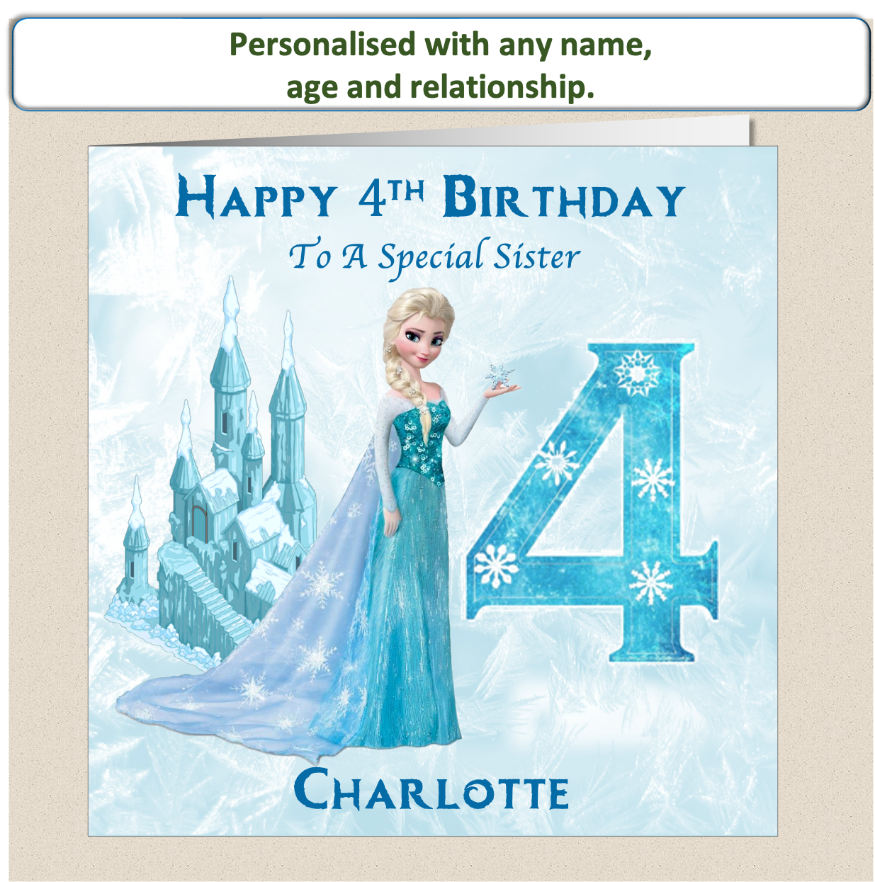Personalised Frozen Elsa Birthday Card - 4-8 - FRZ2