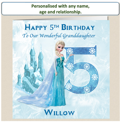 Personalised Frozen Elsa Birthday Card - 4-8 - FRZ2