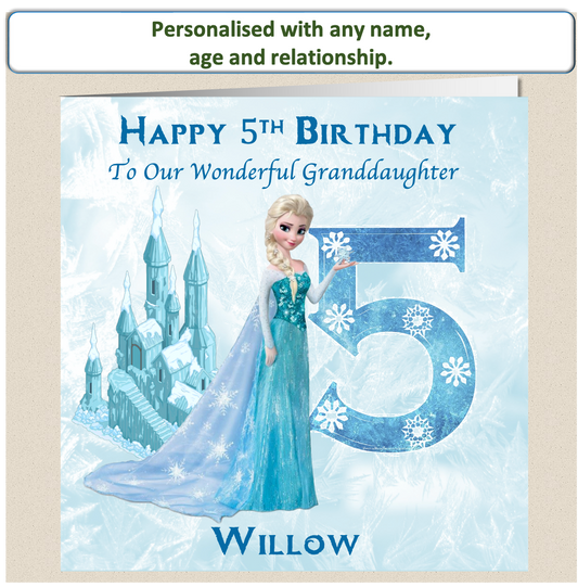 Personalised Frozen Elsa Birthday Card - 4-8 - FRZ2