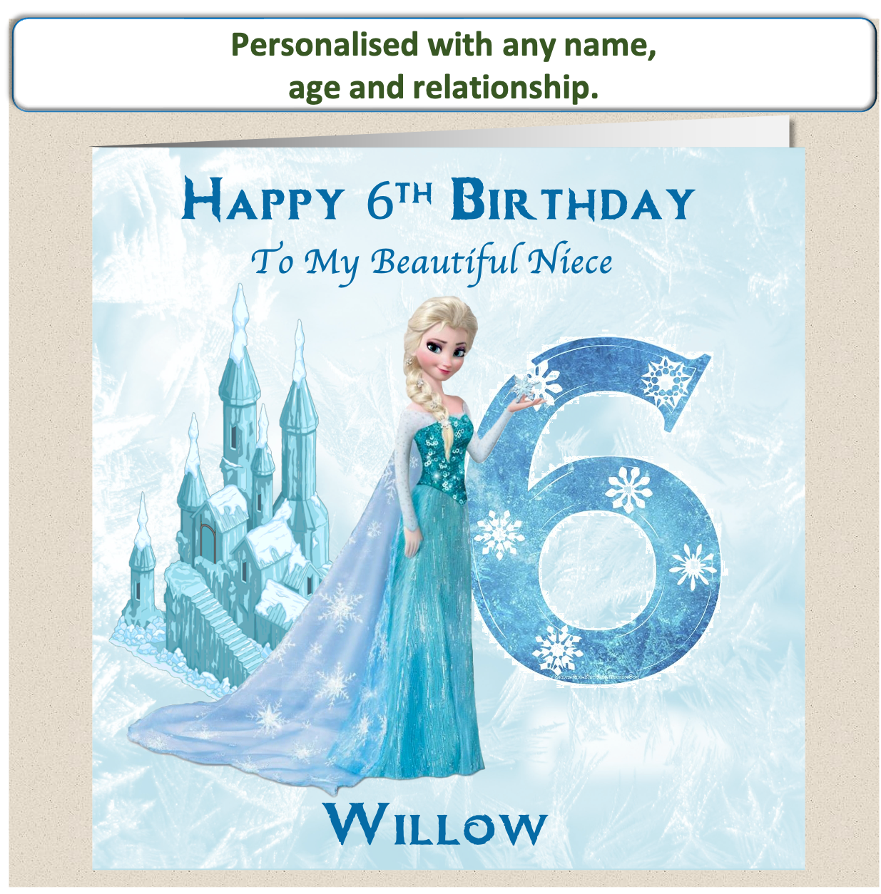 Personalised Frozen Elsa Birthday Card - 4-8 - FRZ2