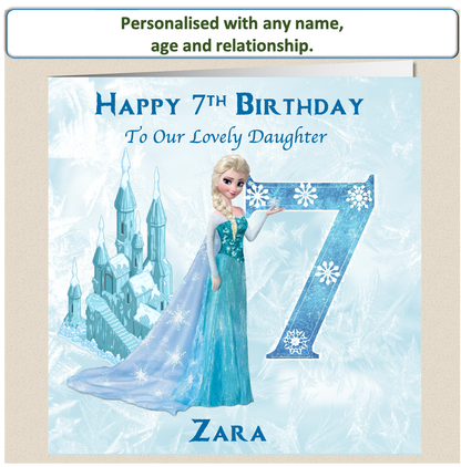 Personalised Frozen Elsa Birthday Card - 4-8 - FRZ2