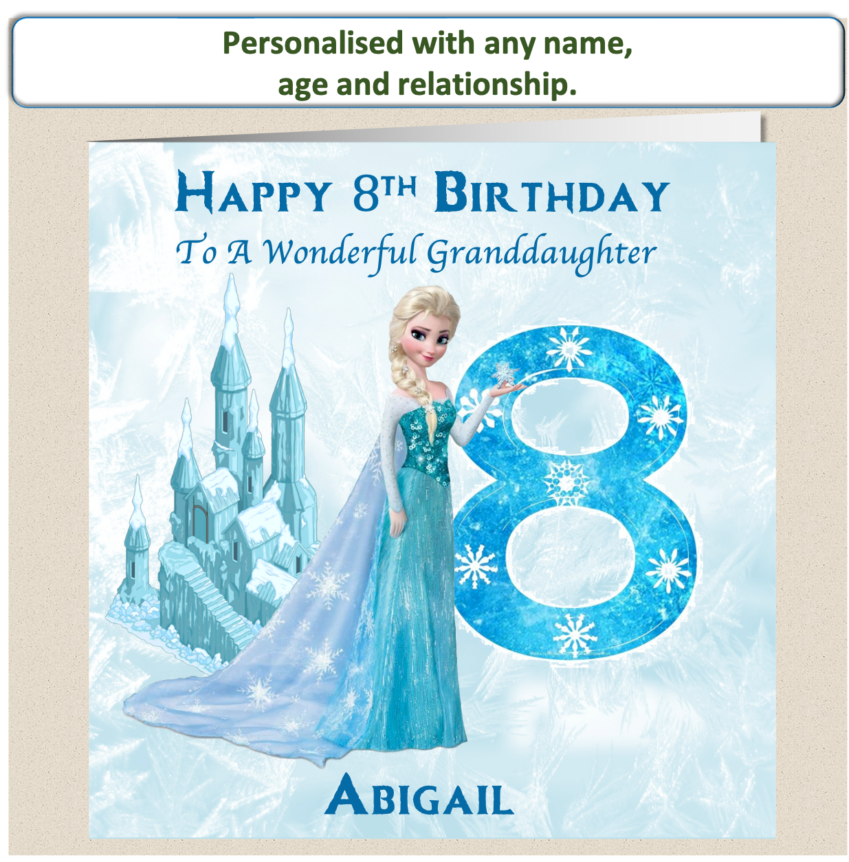 Personalised Frozen Elsa Birthday Card - 4-8 - FRZ2