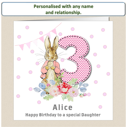 Personalised Peter Rabbit Birthday Card - 3rd Birthday