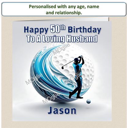 Personalised Male Golf Birthday Card 30th 40th 50th 60th - For Him GOLF - 3