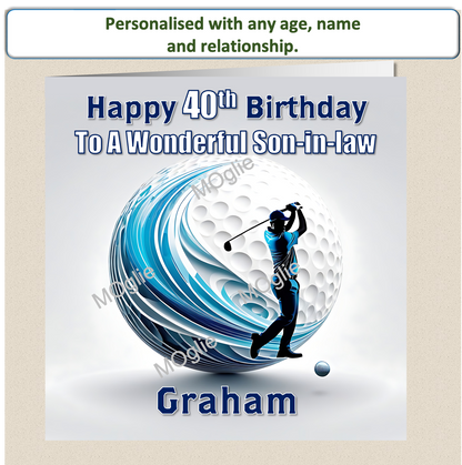 Personalised Male Golf Birthday Card 30th 40th 50th 60th - For Him GOLF - 3