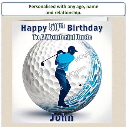 Personalised Male Golf Birthday Card 30th 40th 50th 60th - For Him GOLF4
