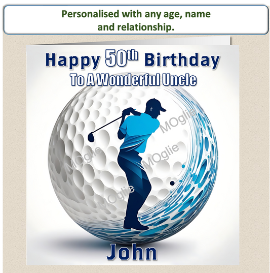 Personalised Male Golf Birthday Card 30th 40th 50th 60th - For Him GOLF4