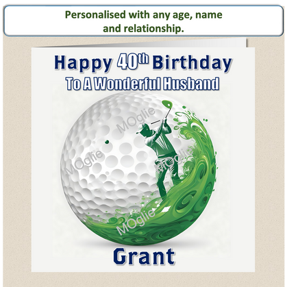 Personalised Male Golf Birthday Card 30th 40th 50th 60th GOLF5