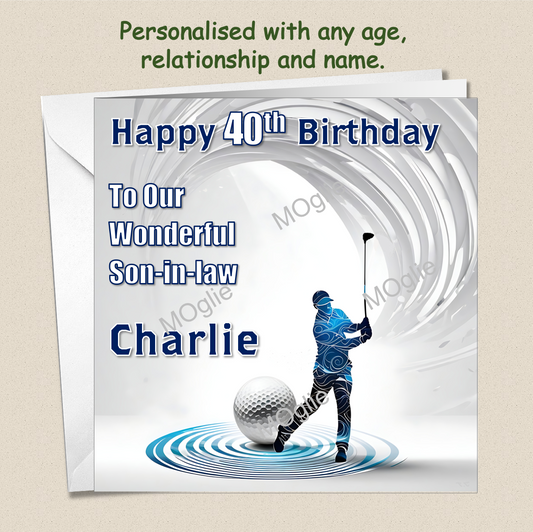 Personalised Male Golf Birthday Card 30th 40th 50th 60th - For Him GOLF6