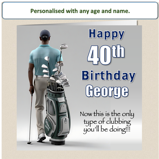 Personalised Male Golf Birthday Card 40th - For Him GOLF7