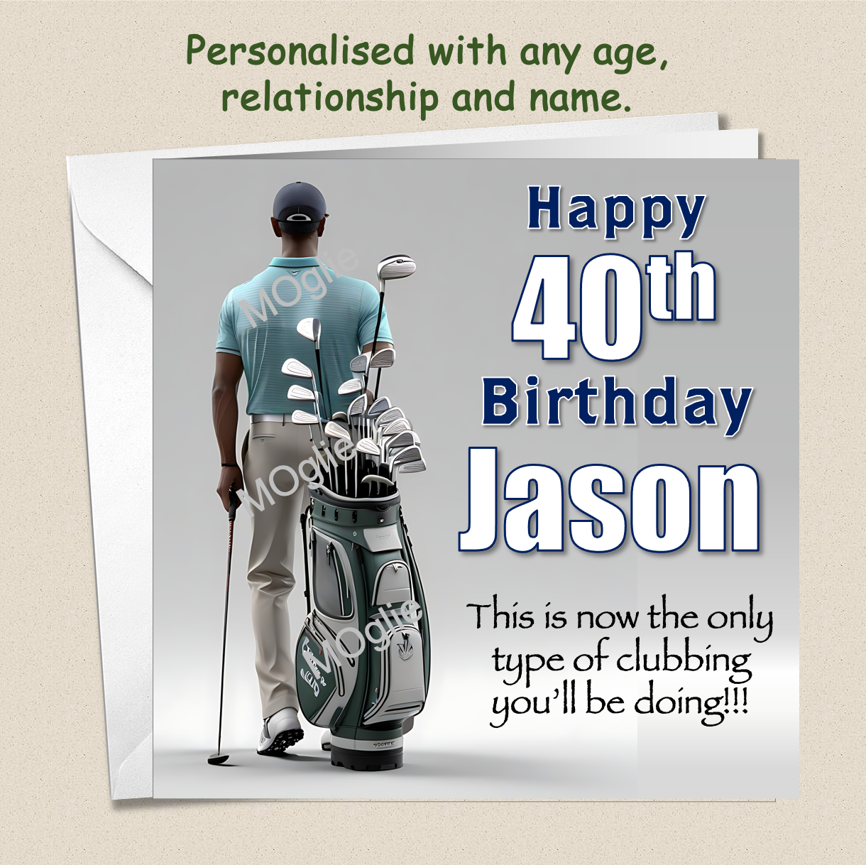 Personalised Male Golf Birthday Card 40th - For Him GOLF7