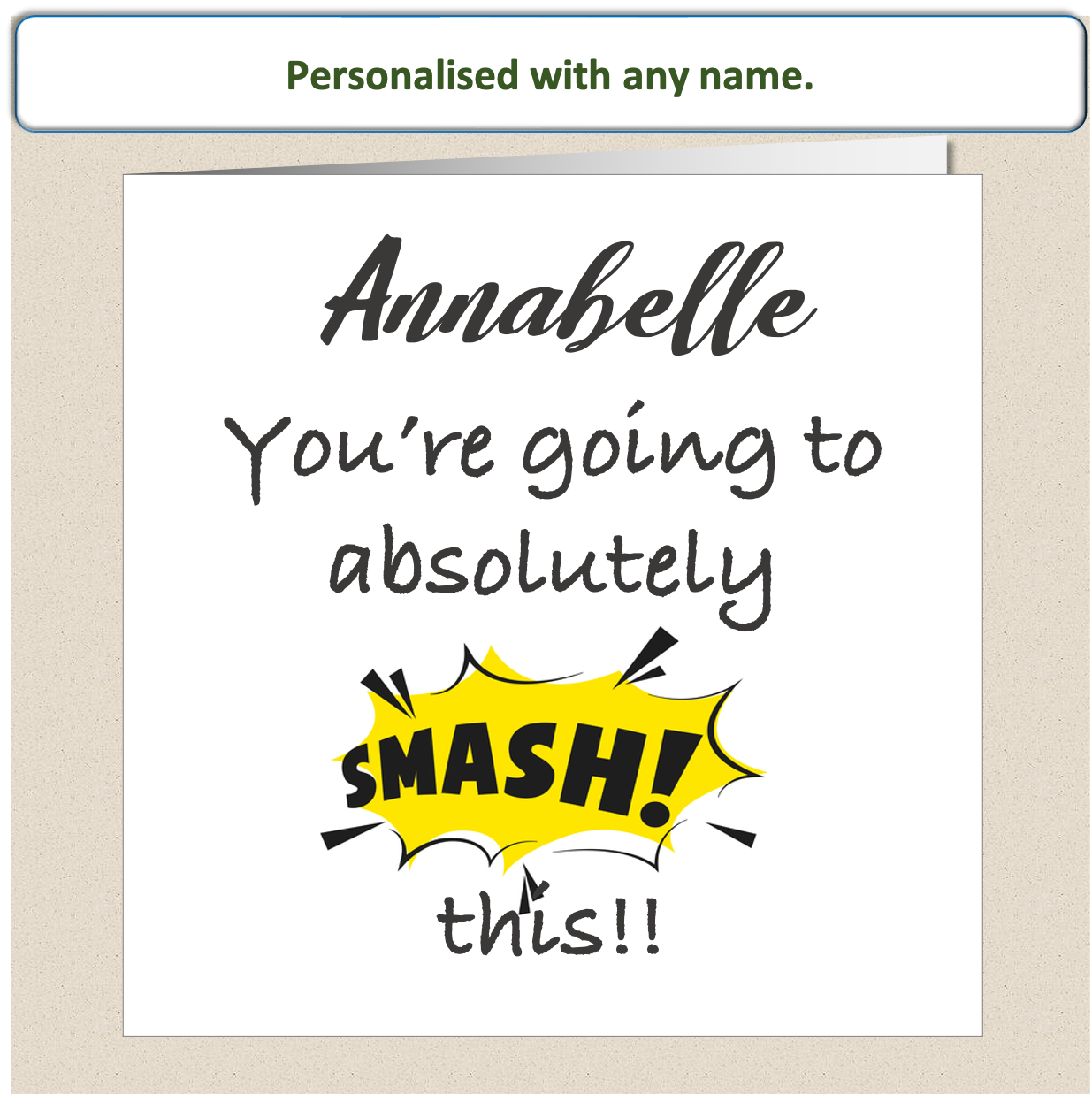 Personalised Good Luck card - You're going to Smash this