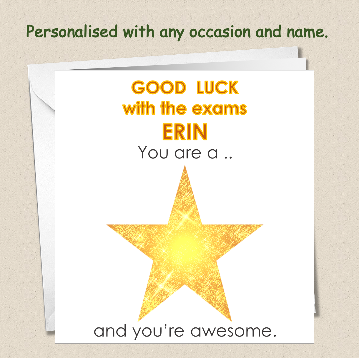 Personalised Good Luck card - You Are A Star