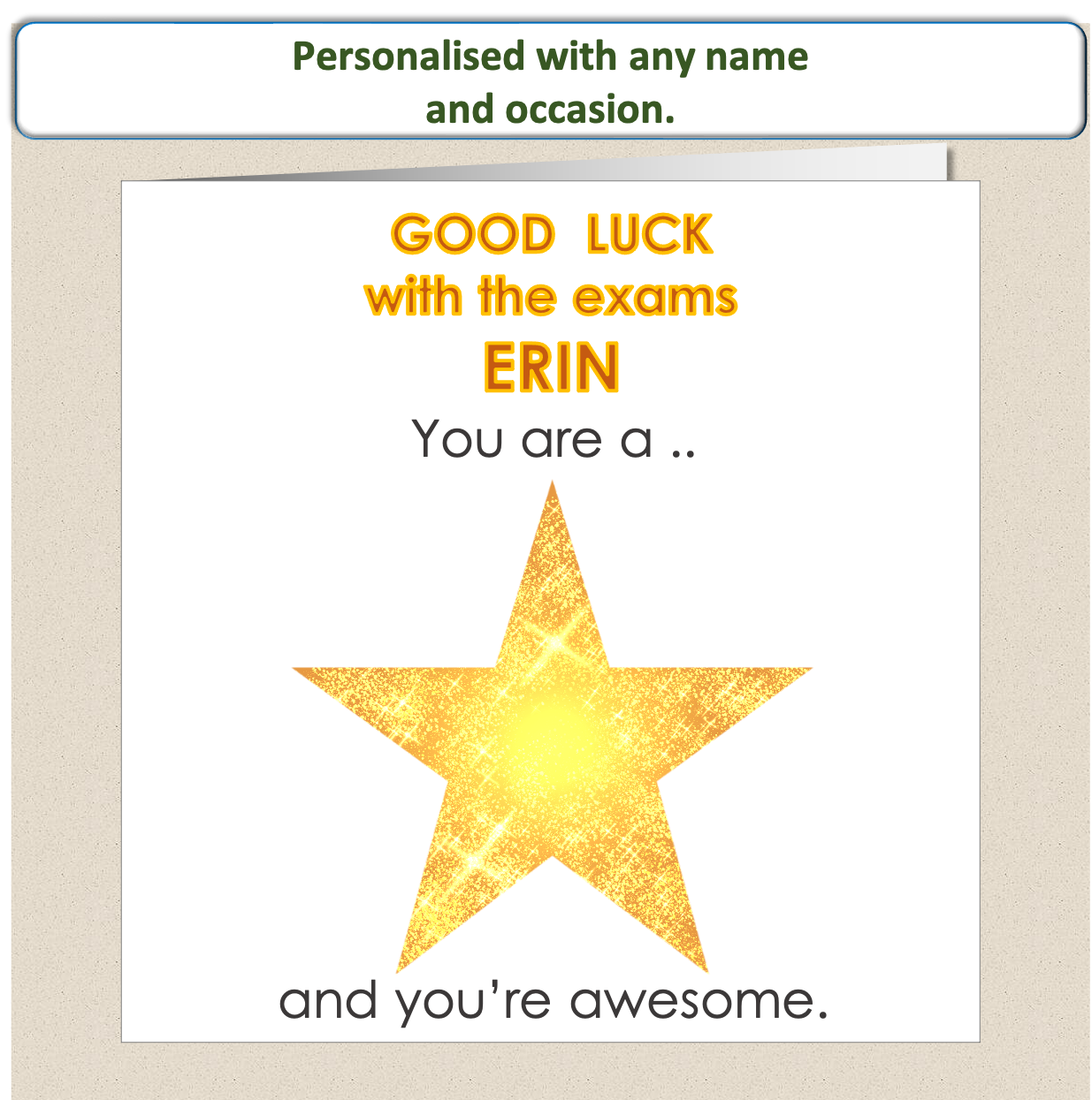 Personalised Good Luck card - You Are A Star
