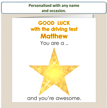 Personalised Good Luck card - You Are A Star