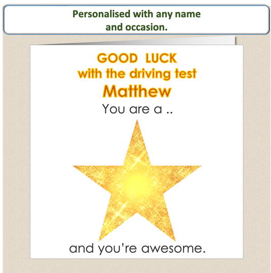 Personalised Good Luck card - You Are A Star