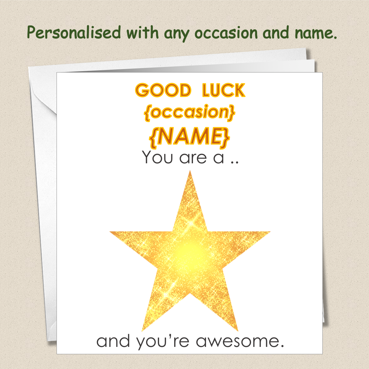 Personalised Good Luck card - You Are A Star