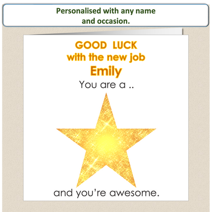 Personalised Good Luck card - You Are A Star
