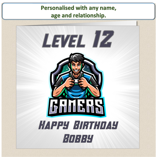 Personalised Teenager Gamer Gaming Birthday Card