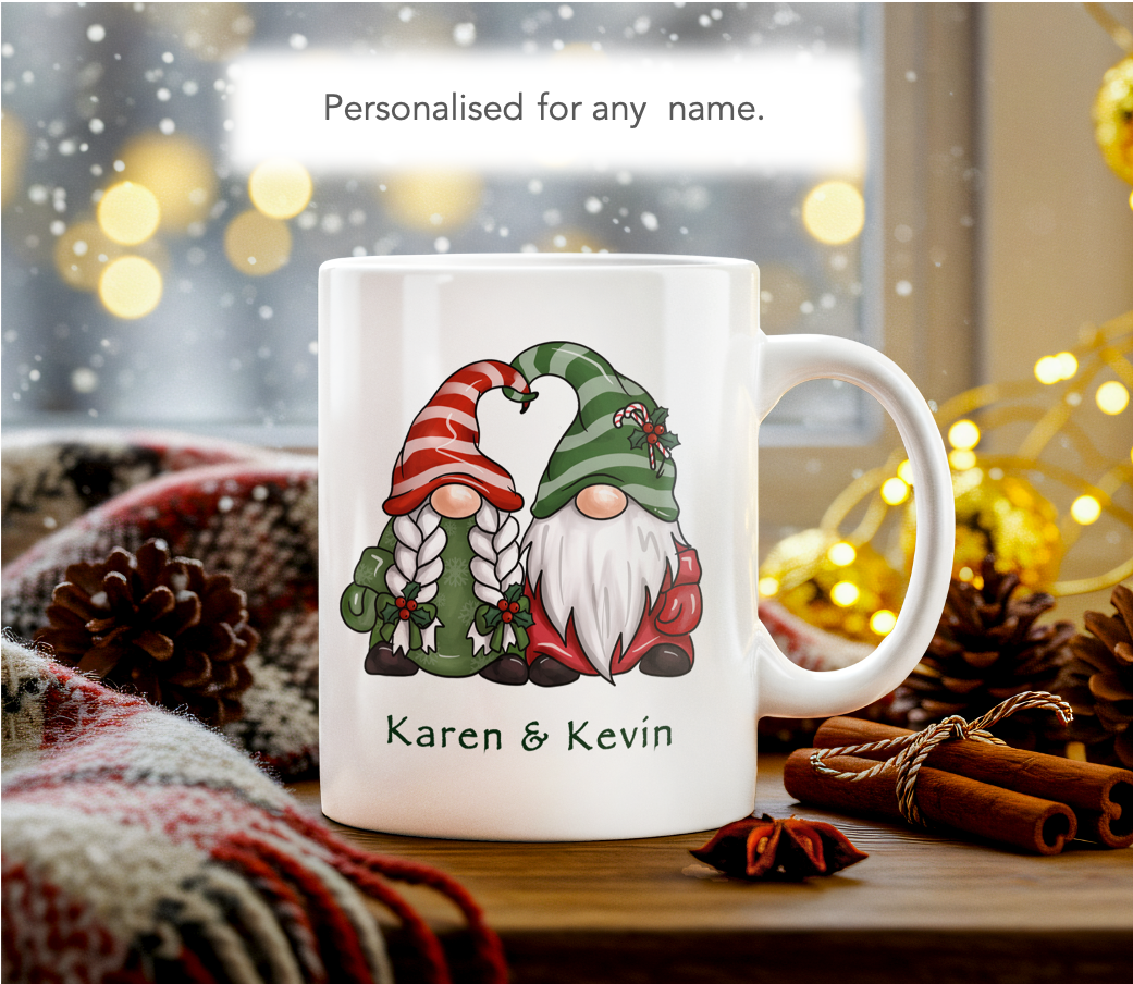 Personalised Christmas Mug Festive Gonk Gift For Couples - FM Design