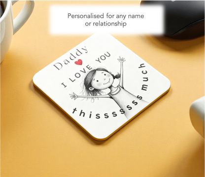 Personalised I Love You This Much Gift Set – Mug, Coaster & Keyring Bundle