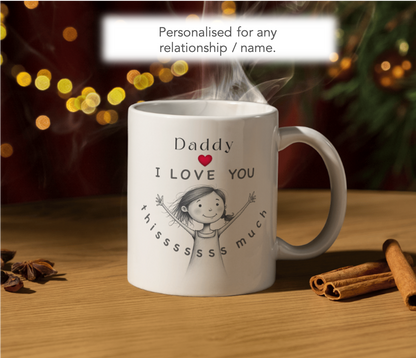 Personalised I Love You This Much Gift Set – Mug, Coaster & Keyring Bundle