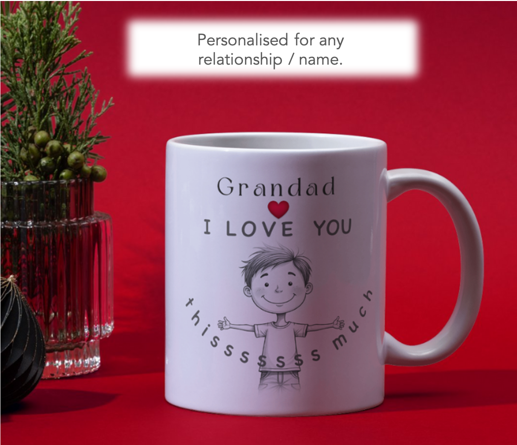 Grandad I Love You Thissss Much Mug – Cute Gift from Grandson or Granddaughter