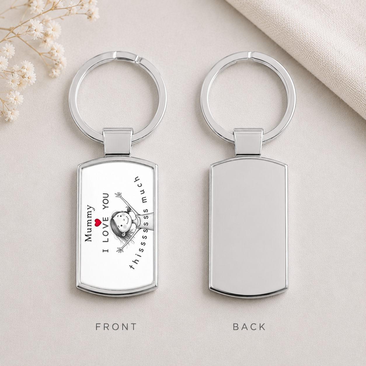 Personalised I Love You This Much Gift Set – Mug, Coaster & Keyring Bundle