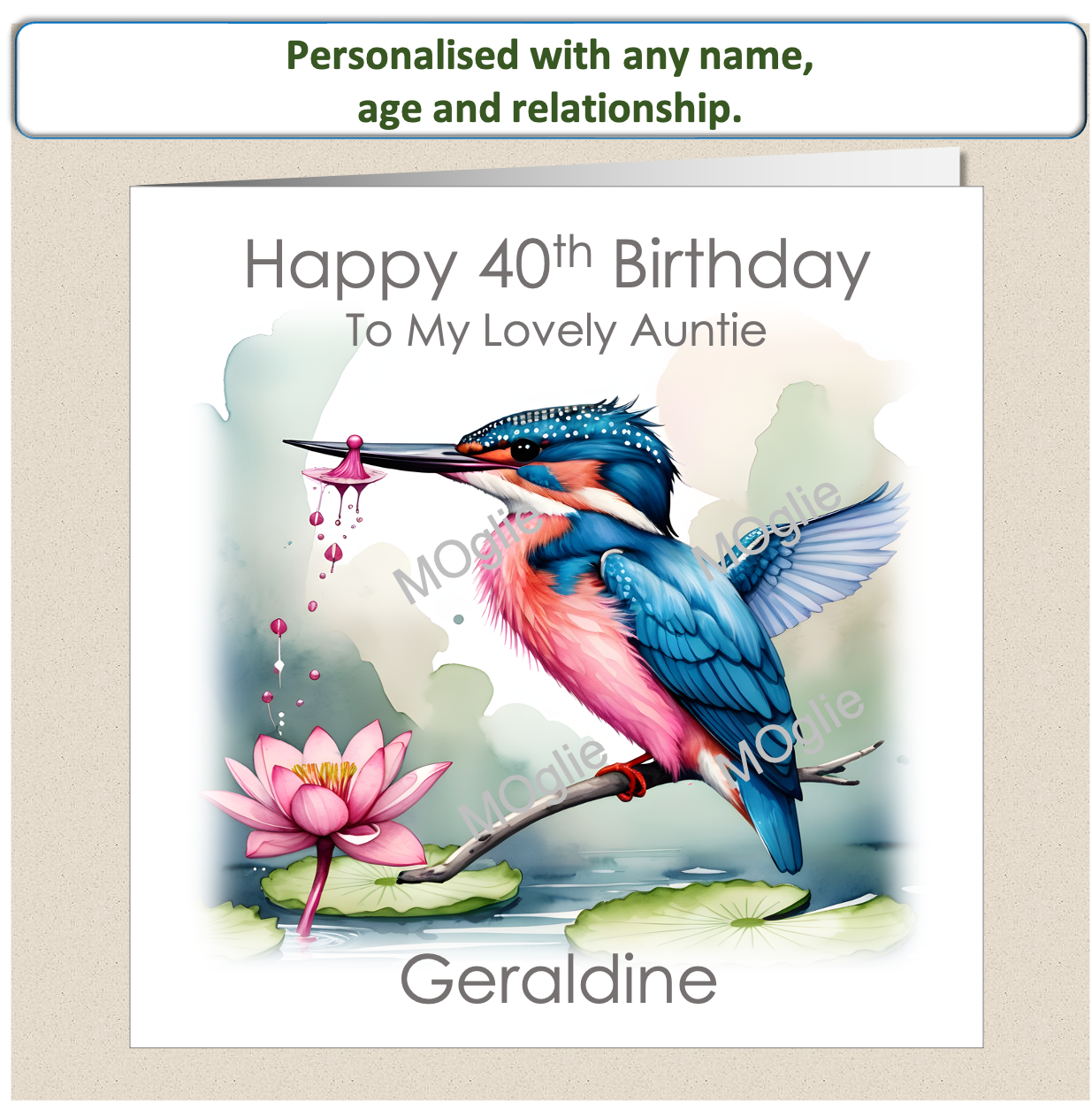 Personalised Female Birthday Card Kingfisher Daughter Friend Wife Sister