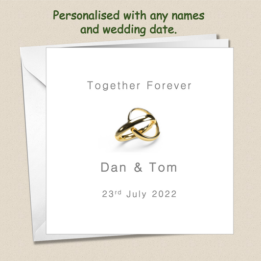 Personalised Wedding Day Happy Couple card - rings