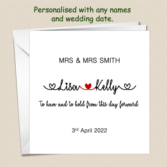 Personalised Contemporary Wedding Day Card - (Design 5)