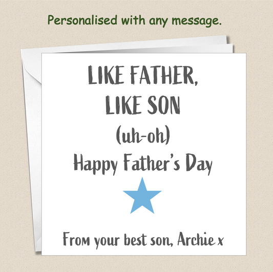 Personalised Like Father Like Son Father's Day Card