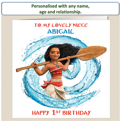 Personalised Moana Birthday Card - Moa1