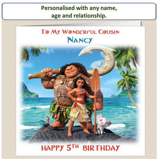 Personalised Moana Birthday Card - Moa2