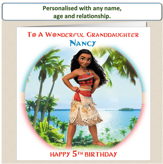 Personalised Moana Birthday Card - Moa3